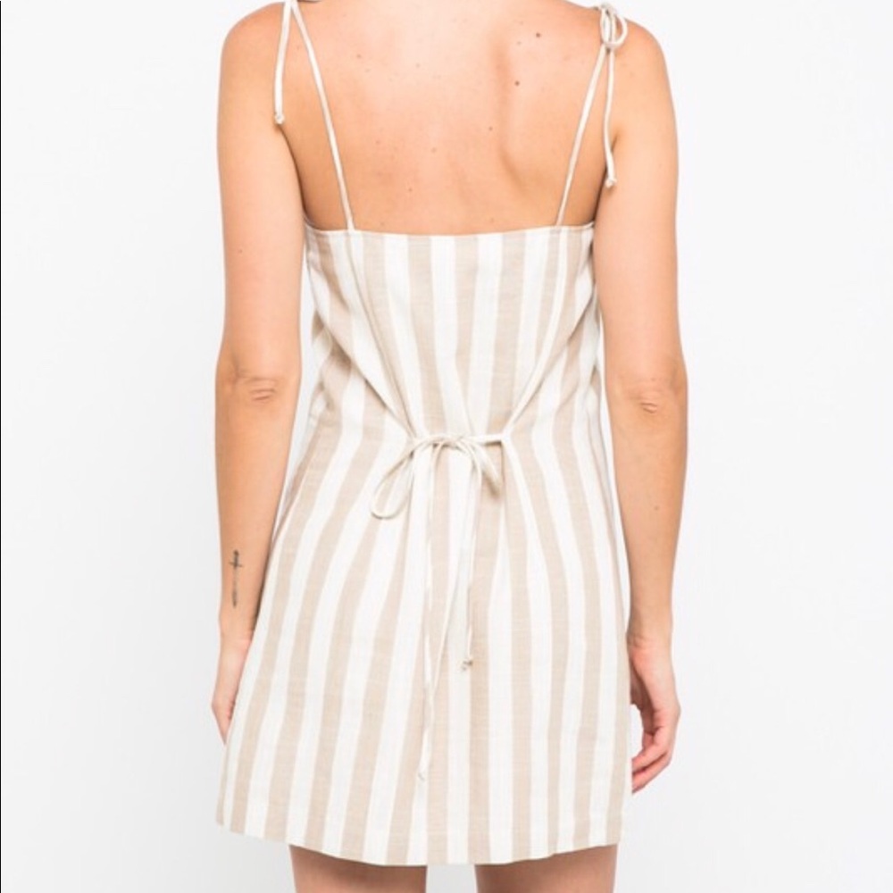 LOWEST Charmer Linen Dress in Natural Stripe - Picture 3 of 6